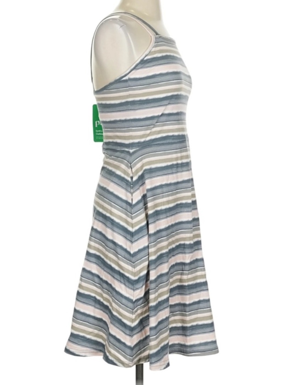 PACT Striped Built in Bra Dress Organic Cotton Fit & Flare Dress with Pockets S - Picture 11 of 11